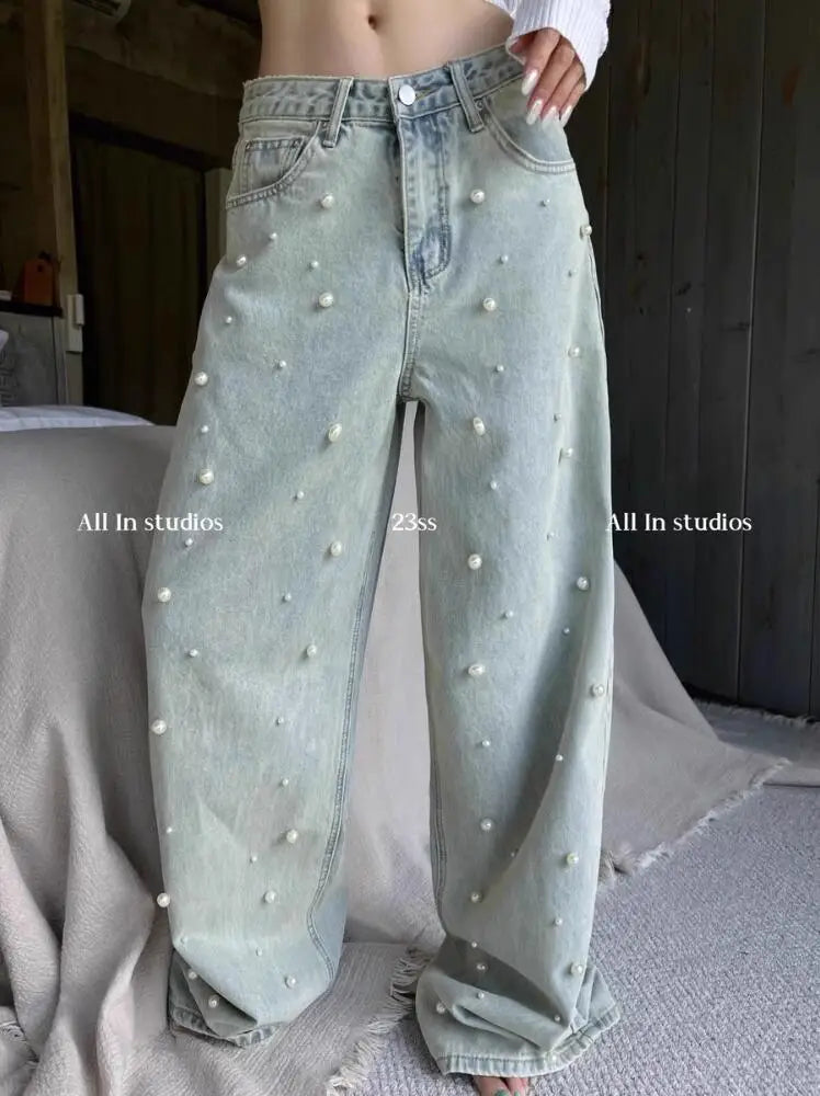 womens pearl wide leg jeans