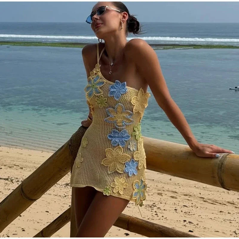 Floral Crochet Mini Dress