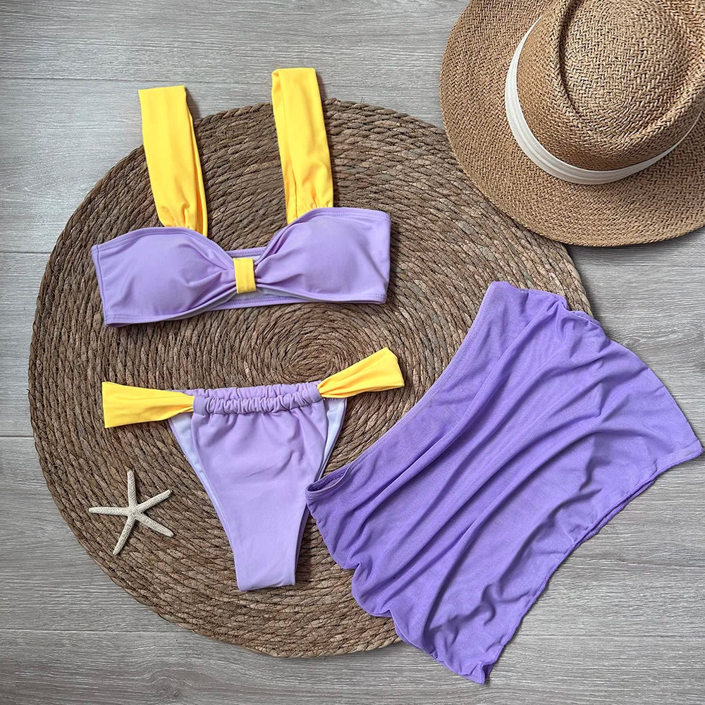 3 Pieces Bikini set with mini skirt