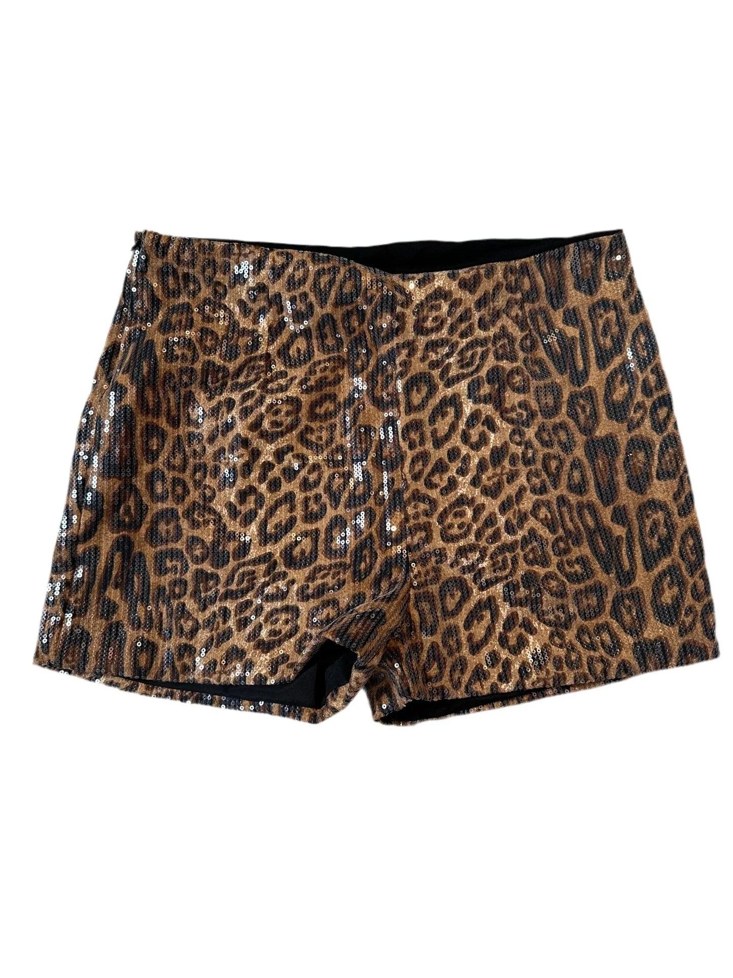 animal print sequin shorts