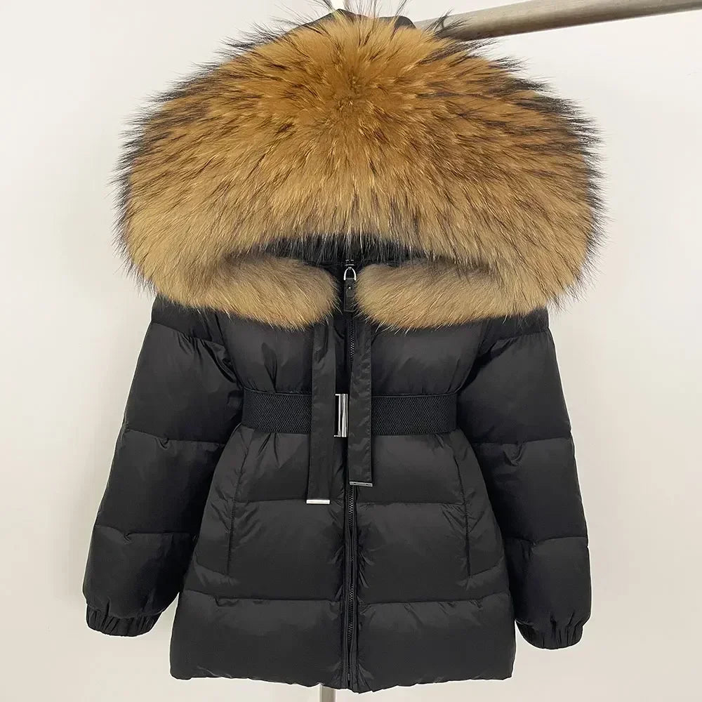 90% Duck Down Coat Female Winter Real Raccoon Fur Jacket