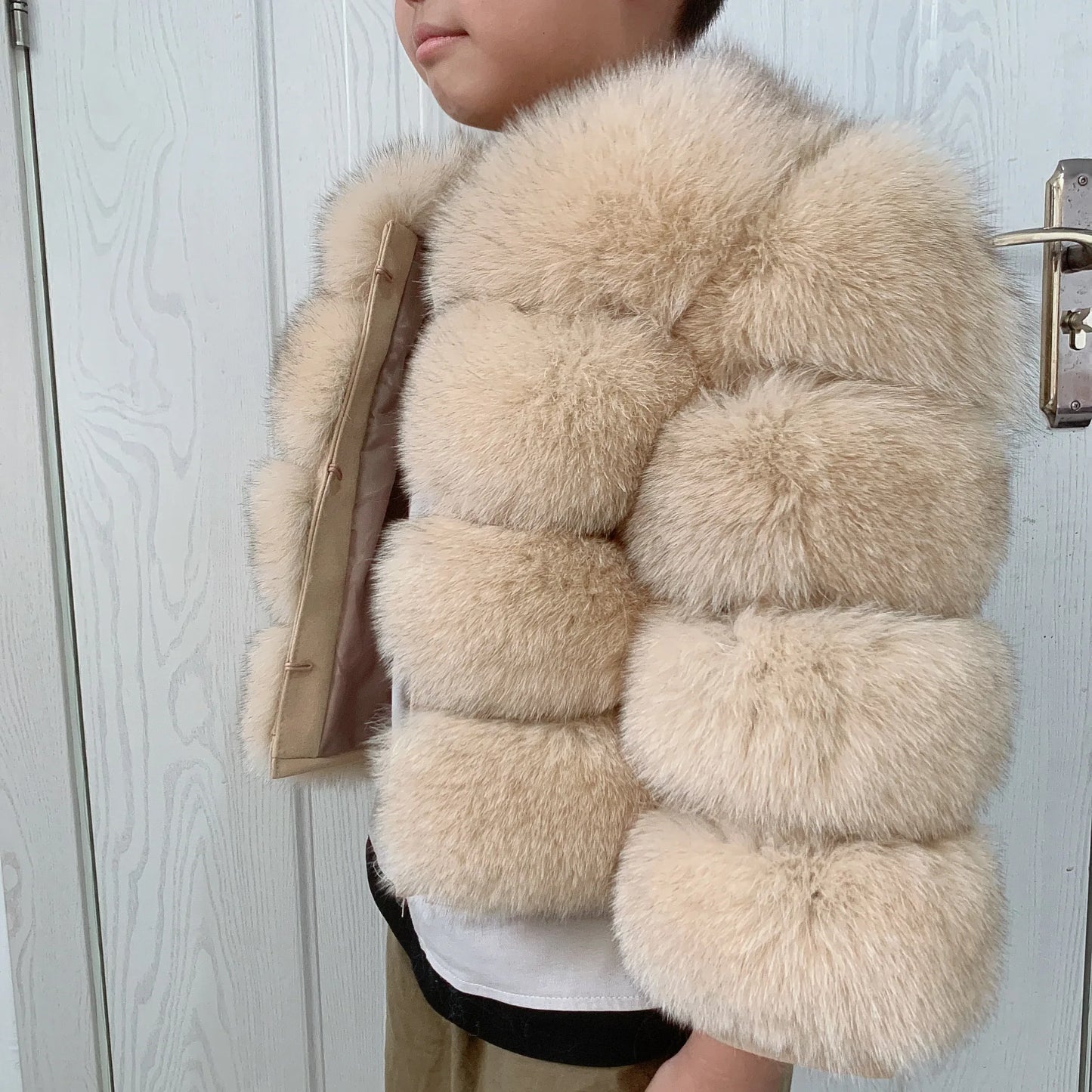 Children's fur jacket real fox fur