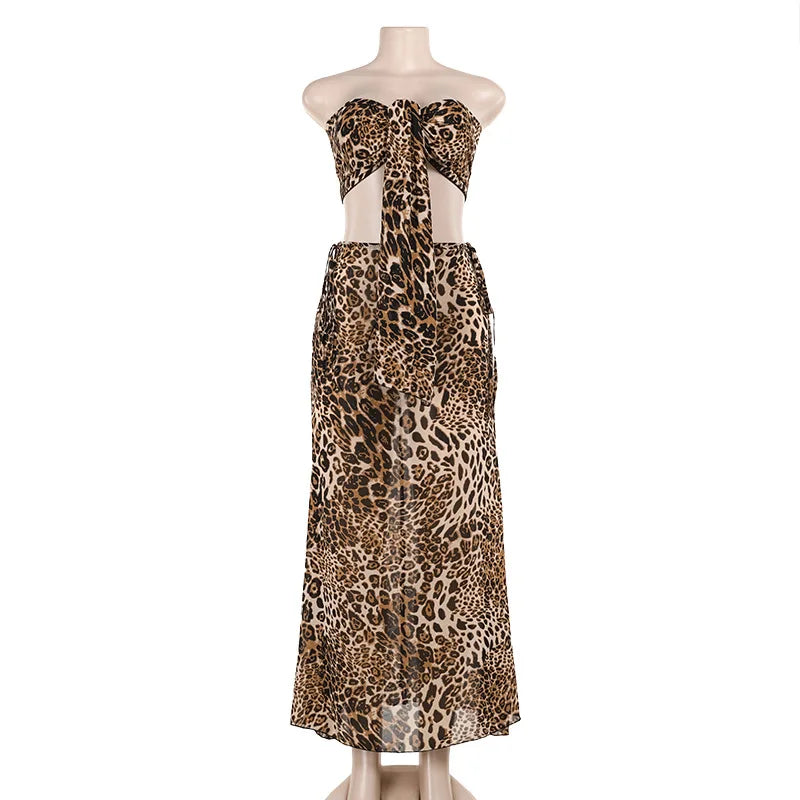 Women Dress Elegant Long leopard print Co ord