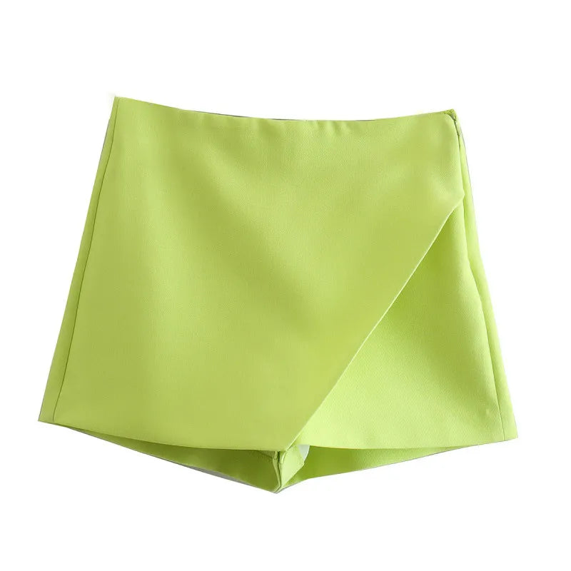 high waist solid skort