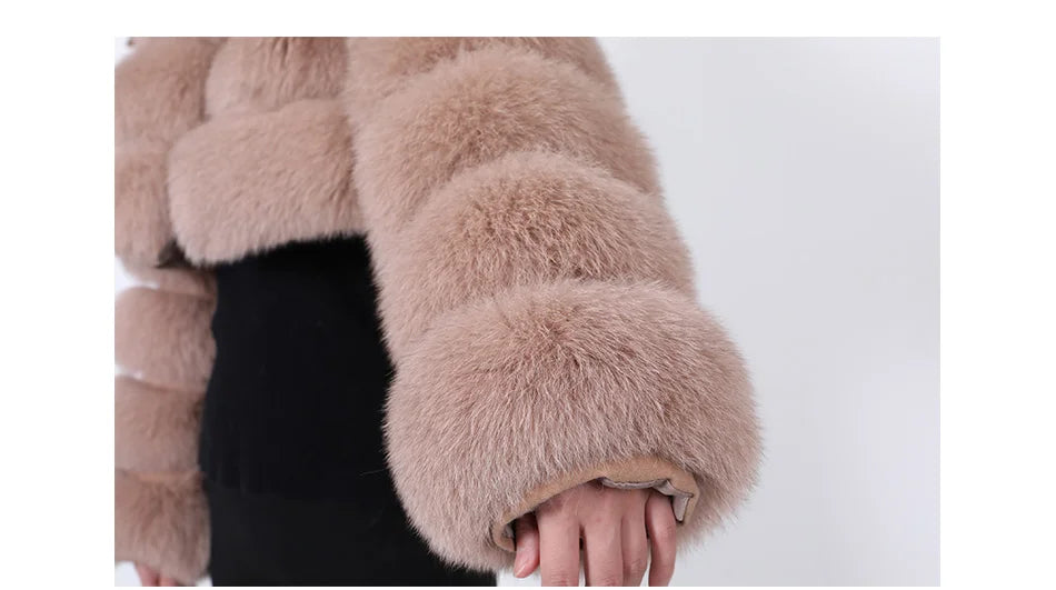 Women Winter Short collar Natural real Fox Fur