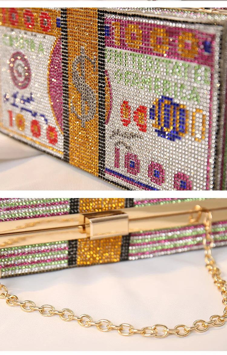 small bag with money crystal design