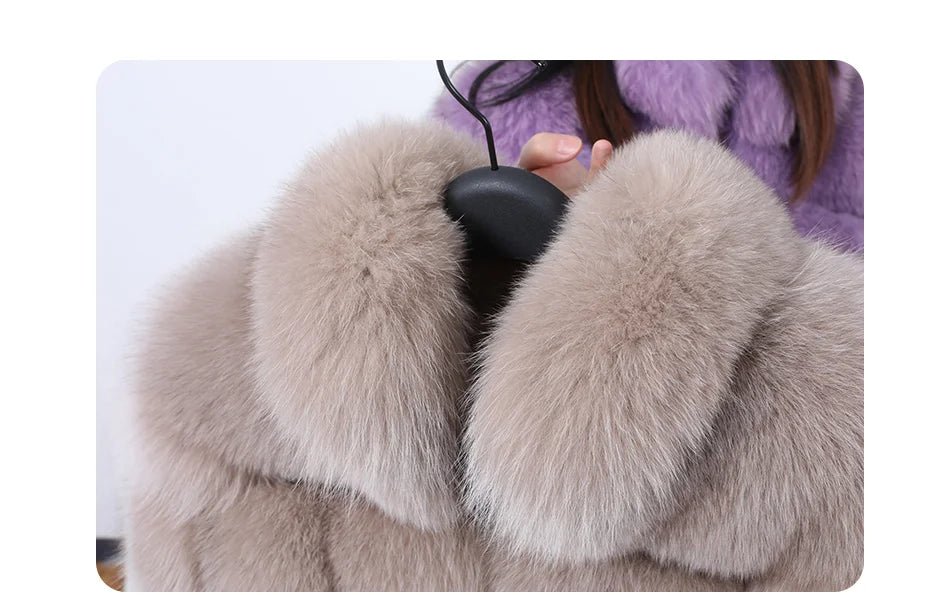 Women Winter Short collar Natural real Fox Fur