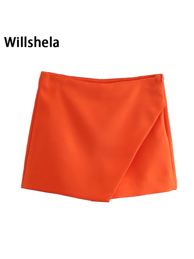 high waist solid skort