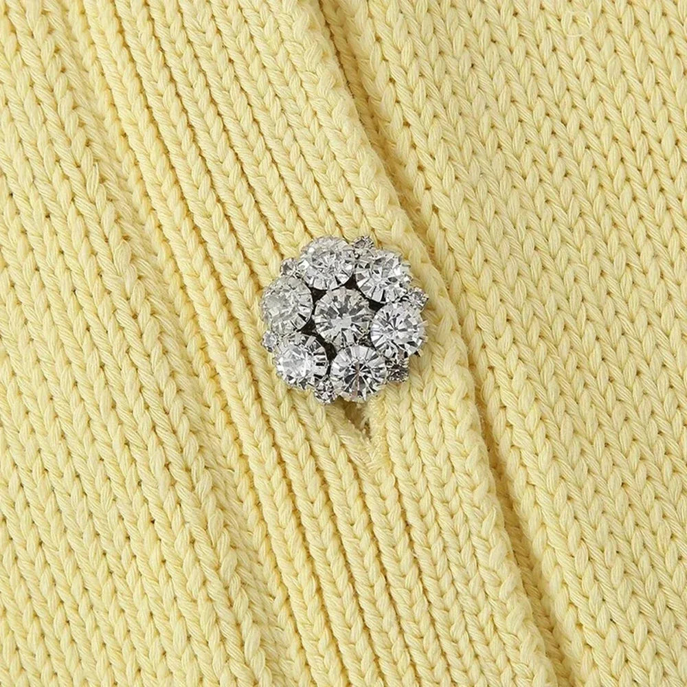 Knitted Cardigans for Women Sweater Yellow Diamonds Long Sleeve