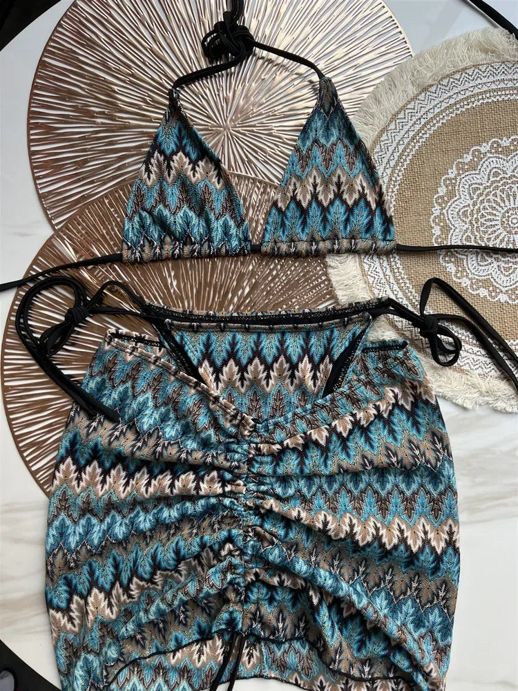 Women multi colour Three-Piece bikini