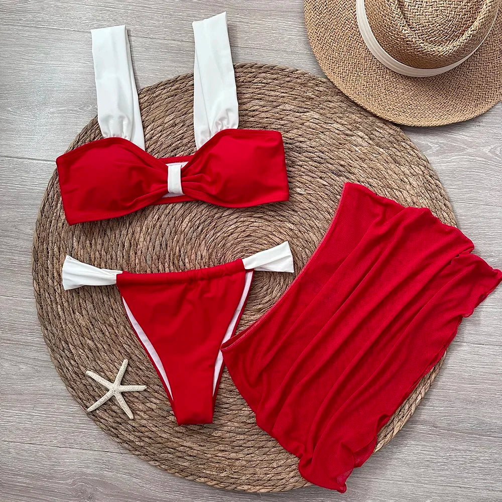 3 Pieces Bikini set with mini skirt