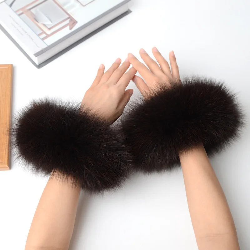 Real Fox Fur Cuffs Arm Sleeve Warmer