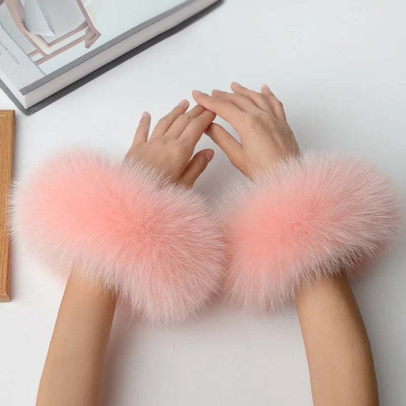 Real Fox Fur Cuffs Arm Sleeve Warmer