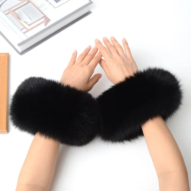 Real Fox Fur Cuffs Arm Sleeve Warmer