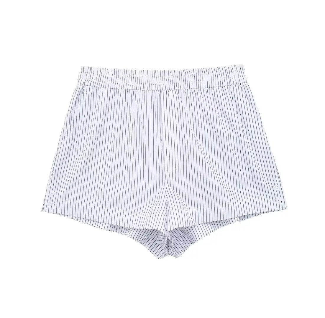 Striped Poplin Short Shirt Striped Poplin Shorts Set