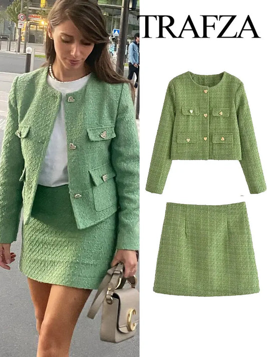 Green Zara inspired skirt co ord